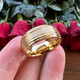 Grooved Stepped Finish 4 Colors 8mm Men Women Tungsten Satin Wedding Rings