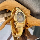 Selection of Snake Watches: Honeycomb Bullet Texture Dial Single-Coil Snake Bangle