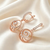 14K Gold Filled Flower DEsign Shiny AAA Zircon Diamonds Dangle Fine Jewellery Earrings