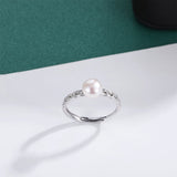 Elegant Braided Design Natural Pearl S925 Sterling Silver Adjustable Ring