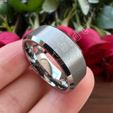 Beveled Satin Finish 6mm 8mm Classic Tungsten Carbide Wedding Rings for Men Women