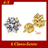 Fabulous 0.5ct-3ct Classic Moissanite Diamonds Silver Unisex Stud Earrings