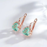 14 Karat Rolled Gold Shiny Light Green Pink Red AAA Zircon Crystal Luxury Earrings