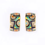 C Shaped Colourful Handmade Enamel Geometric Design Bohemia Stud Earrings