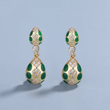 Classic 925 Silver Plated Drop Shaped Fashion Hand-crafted Enamel Earrings