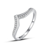 Romantic V Shape High Quality AAAA Lab Created Diamond Silver Sparkling Rings