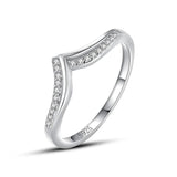 *NEW* Stylish Simple V Shape Sterling Silver AAAA High Quality Simulated Diamond Ring - The Jewellery Supermarket