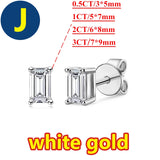 Princess Cut 0.5, 1, 2CT Moissanite Diamonds Rhodium Plated Silver D Color Stud Earrings