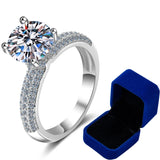 Amazing 100% Real Moissanite With Pave Band 2CT 925 Sterling Silver Diamond  Engagement Wedding Dream Bridal Rings