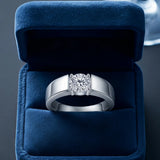 2 Carat D Colour VVS1 Moissanite Diamond Sterling Silver Engagement Unisex Ring