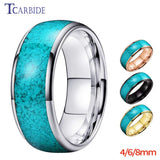 Turquoise Domed Polished Finish 4/6/8MM Tungsten Engagement Wedding Rings