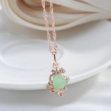 14K Gold Filled Trend Green AAA Zircon Crystals Flower Elegant Fine Pendant Necklace