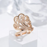 14 Karat Gold Filled Fashion Glossy Unique Pattern Ethnic Big Rings for Women