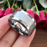 Polished Brushed Multicolor 10/12mm Mens Big Tungsten Engagement Wedding Ring