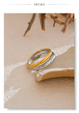 18K Gold Plated Statement Stainless Steel Metal Double Color Geometric Casting Ring