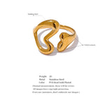 18K Gold Plated Stainless Steel Heart Love Hollow Minimalist Ring
