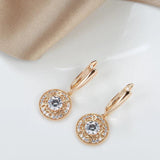 Shiny AAA CZ Diamonds Rolled 14K Rose Gold Long Drop Earrings For Women Fine Jewellery