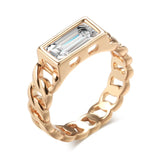 Shiny Luxury 14K Rolled Gold AAA Zircon Diamond Ring Fine Jewellery