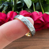 New Domed Brushed Two Colors 4/6/8mm Cool Hammer Tungsten Mens Womens Wedding Rings - Unique Jewellery For Couples - The Jewellery Supermarket