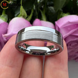 Offset Groove Polished Brushed Finish 6MM 8MM Womens Mens Tungsten Carbide Rings