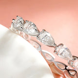 Terrific 3*5mm Pear Cut VVS1 D Colour Moissanite Diamonds Eternity Silver Ring