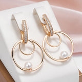 14 Karat Gold Filled Pearl Round AAA Zircon Diamonds Micro Wax Setting Earrings For Women