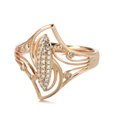 Unique Splendid 14K Rolled Rose Gold Curve Micro Wax Inlay AAA Zircon Diamonds Ring - Fine Fashion Jewellery