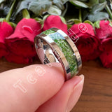 Pipe Cut Polished Finish Groove Inlay Silver Colour Men Women Tungsten Wedding Rings