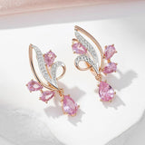 Amazing Shiny Filled 14K Rose Gold Water Drop AAA Zircon Crystals Long Dangle Earrings - Luxury Jewellery