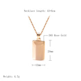 Trendy Elegant Glossy 14K Rolled Rose Gold Square Pendant Necklace For Women - Party Fine Jewellery