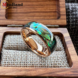 Multicolor Abalone Shell Inlay Domed Polished 4/6/8MM Men Women Tungsten Rings