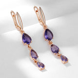 14 Karat Gold Filled Shiny Purple AAA Zircon Crystals Drop Womens Earrings Fine Jewellery