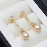 Classic Style Real Multicolour Pearl AAA Zircon Diamonds Long Drop Earrings