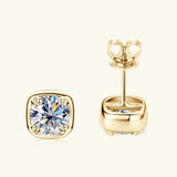 Sparkling 6.5MM 1CT Moissanite Diamonds Silver Square Shape Unisex Stud Earrings