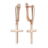 14 Karat Rolled Gold Fashion Glossy Dangle Simple Cross Daily Fine Jewellery Earrings