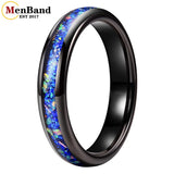 True Blue Galaxy Opal Inlaid Dome Polished 4MM 6MM 8MM Tungsten Men Women Rings