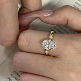 D Colour VVS Oval Cut GRA Certified 2CT Moissanite Diamond Ring Silver Promise Engagement Wedding Fine Jewellery