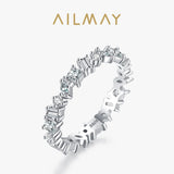 Amazing Design 4 Stone Cuts Dazzling AAAA Lab Created Diamonds Geometric Silver Ring