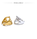 18K Gold Plated Adjustable Stainless Steel Geometric Hollow Fashion Unusual Open Ring