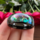 Domed Polished Cool Abalone Shell 8MM Men Women Tungsten Wedding Engagement Rings