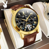 Top Brand New Fashion Watch for Men Original Skeleton Leather Strap Automatic Mechanical Classic Luxury WristWatches