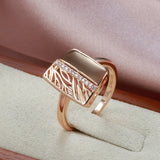 14K Gold Filled Luxury Glossy Leaf Design AAA Zircon Diamonds Square Fashion Vintage Ring