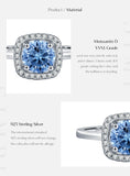VVS1 D Colour Sea Blue Moissanite Silver Classic Wedding Engagement Halo Ring
