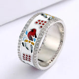 New Handmade Enamel Flamingo 925 Fashion Colourful Creative Ethnic Style Ring