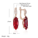 14 Karat Gold Filled Rhombus Red Crystal AAA Zircon Diamonds Long Drop Vintage Earrings