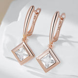 14 Karat Gold Square AAA Zircon Diamonds High Quality Dangle Earrings