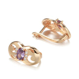 Charming Retro Oval Purple 14K Rolled Rose Gold AAA Zircon Diamonds Women's Stud Earrings - Fashion Jewellery