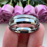 Beveled Grooved Finish 6MM 8MM Classic 100% Pure Tungsten Carbide Wedding Rings