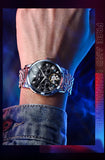 PLAYBOY Luxury Top Brand Fashion Automatic Mechanical Stainless Steel Waterproof Business Men's Watches for Men