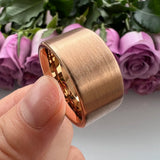 Flat Band And Brushed Finish 10MM 12MM Large Men Black Tungsten Ring Comfort Fit